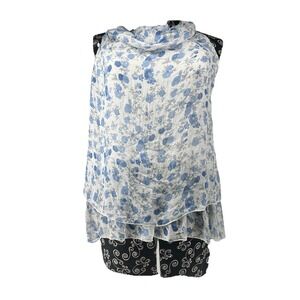 Cosmo‎ Floral Cowl Neck Sleeveless Tunic Top Layering Piece S
